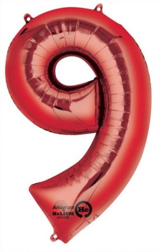 Number 9 Red Foil Balloon 86*55 cm