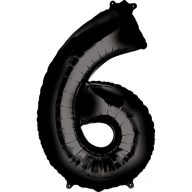 Number Black giant number foil balloon 6, 86*55 cm