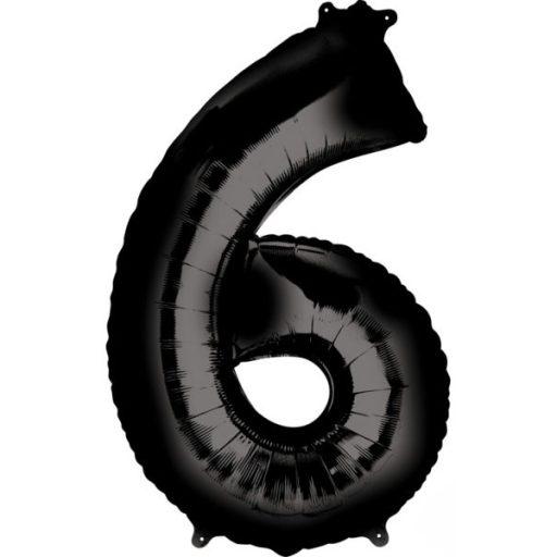 Number Black giant number foil balloon 6, 86*55 cm