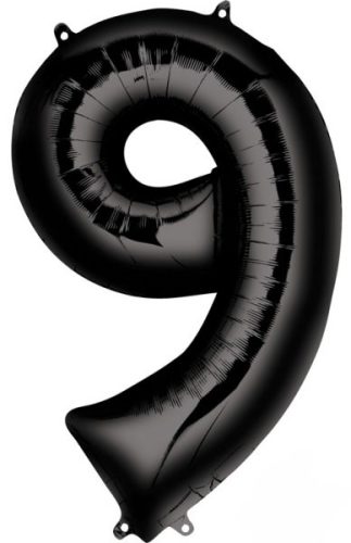 Number 9 Foil Balloon, Black 86*55 cm