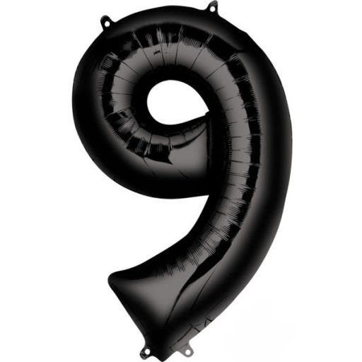 Number Black giant number foil balloon 9, 86*55 cm