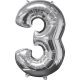 silver number foil balloon 3, 66*43 cm