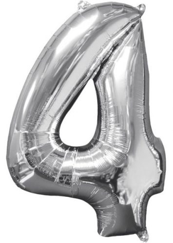 Number 4 Foil Balloon Silver 66*45 cm