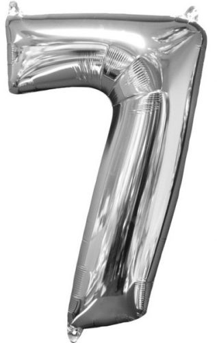 Number 7 Foil Balloon Silver 66*43 cm