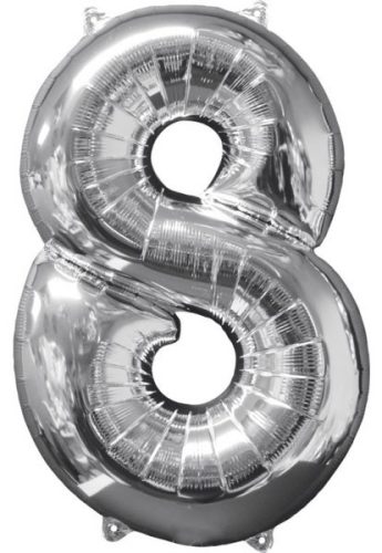 Number 8 Foil Balloon Silver 66*45 cm