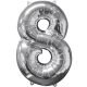 Silver number foil balloon size 8, 66*45 cm