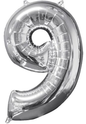 Silver, Silver number foil balloon 9-inch, 66x43 cm