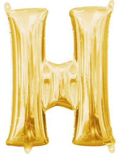 Gold, Gold mini letter H foil balloon 33 cm