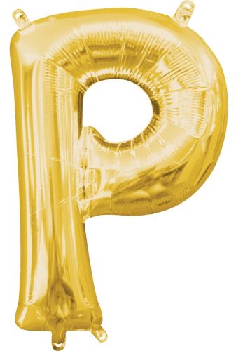 Gold, Gold mini letter P foil balloon 33 cm
