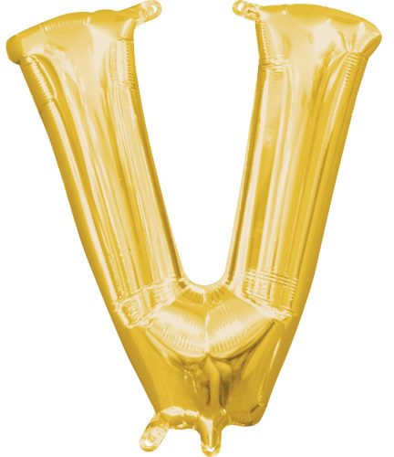 Gold, Gold mini letter V foil balloon 33 cm
