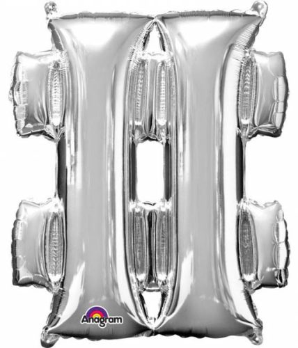 Mini foil balloon hashtag icon, silver 33 cm