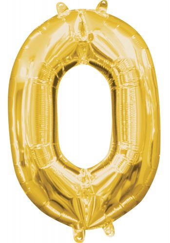 Mini Number 0 Foil Balloon, Gold 40 cm