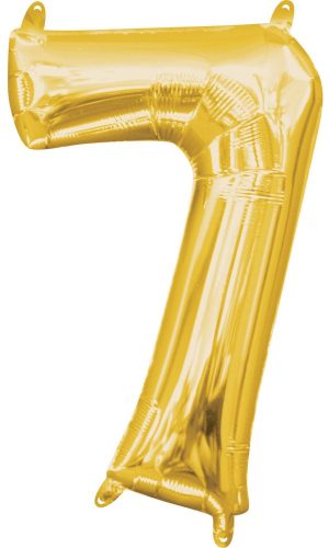 Mini Number 7 Foil Balloon, Gold 40 cm
