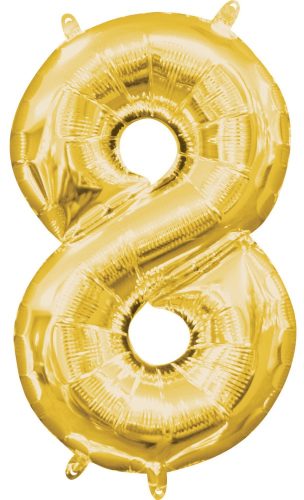 Mini Number 8 Foil Balloon, Gold 40 cm