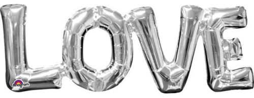 Love foil balloon silver 63*22 cm