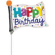   Happy Birthday Happy Birthday flag mini foil balloon 25 cm (WP)