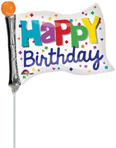Happy Birthday Flag Mini Foil Balloon