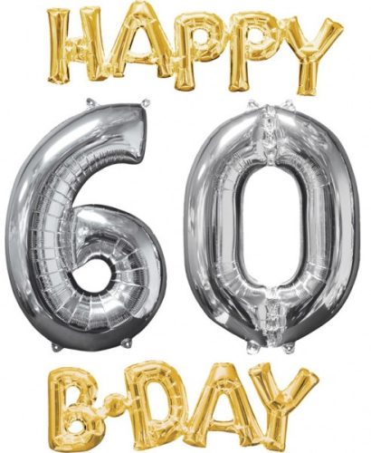 Happy Birthday 60 Foil Balloon (4 packed)