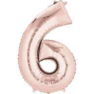 Number Rose Gold giant number foil balloon 6, 86*55 cm