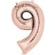 Number Rose Gold giant number foil balloon 9, 86x55 cm