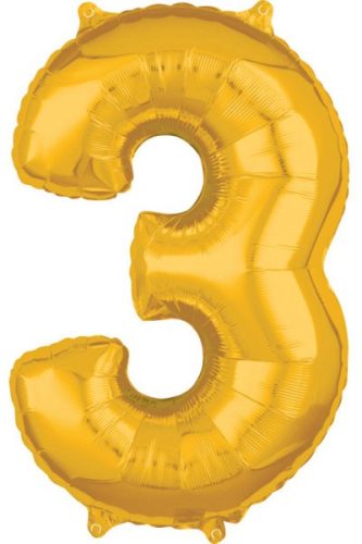 Number 3 Foil Balloon Gold 66*43 cm