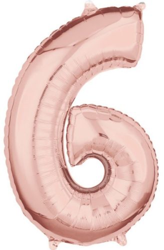 Number 6 Foil Balloon, Rose Gold 66*43 cm