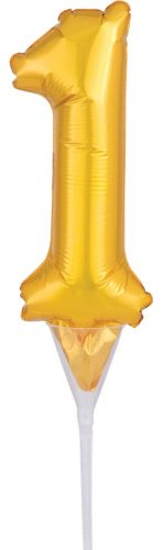 Gold, Gold number 1 foil balloon for cake 15 cm