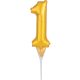 Gold, Gold number 1 foil balloon for cake 15 cm