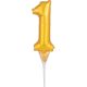 Gold, Gold number 1 foil balloon for cake 15 cm