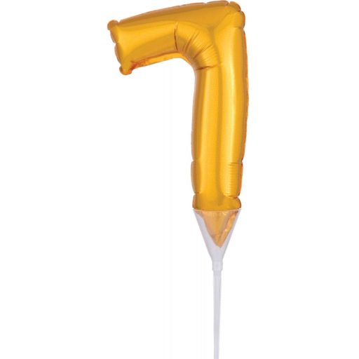 Number Gold, Golden number 7 foil balloon for cake 15 cm
