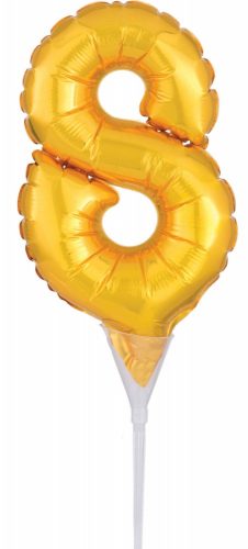 gold, Gold Number 8 foil balloon for cake 15 cm