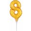 Number Gold, Gold number 8 foil balloon for cake 15 cm