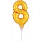 gold, Gold Number 8 foil balloon for cake 15 cm