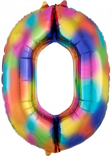Number 0 Rainbow Foil Balloon 88*63 cm