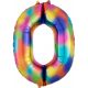 Number Rainbow giant number foil balloon number 0, 88x63 cm