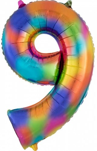 Number 9 Rainbow Foil Balloon 86*55 cm