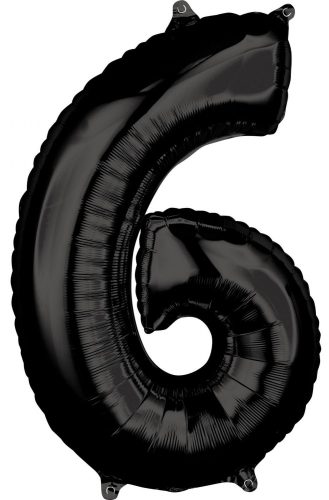 Number 6 Foil Balloon Black 66*43 cm