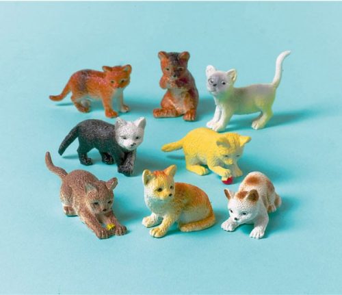 Plastic Cat Figures, Set of 12 pieces