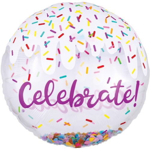 Celebrate foil balloon with confetti 71 cm