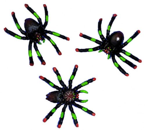 Plastic Spider Figures, Set of 8 pieces