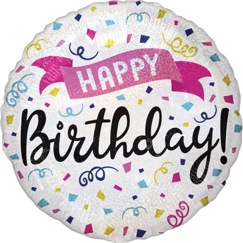 Holographic Happy Birthday Foil Balloon 45 cm