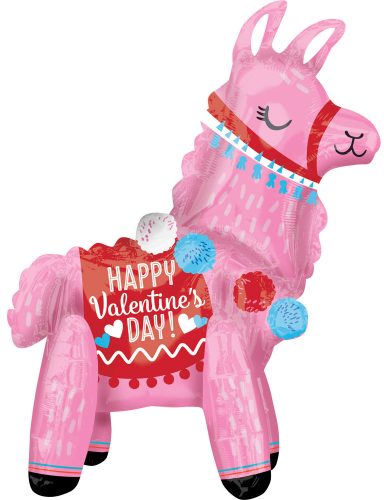 Happy Valentine's Day Llama Foil Balloon 55 cm