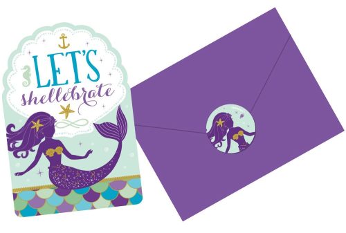 Mermaid Invitations and Envelopes (8 pieces)