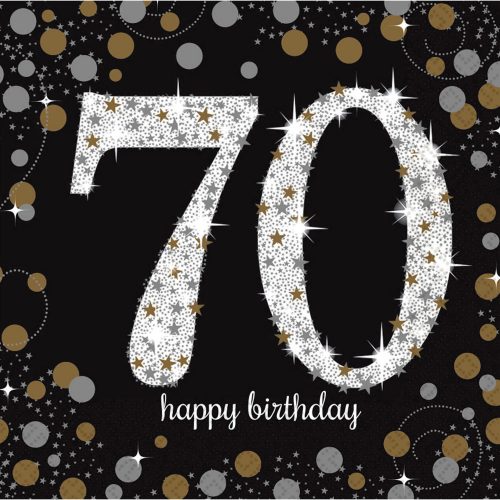 Happy Birthday 70 Gold napkin 16 pcs 33x33 cm