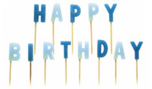 Happy Birthday blue cake candle, candle set 13 pcs