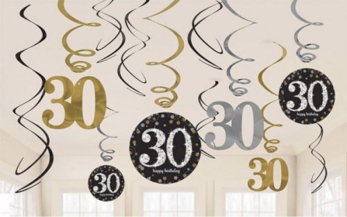 30th Birthday Strip Decoration (12 pieces)