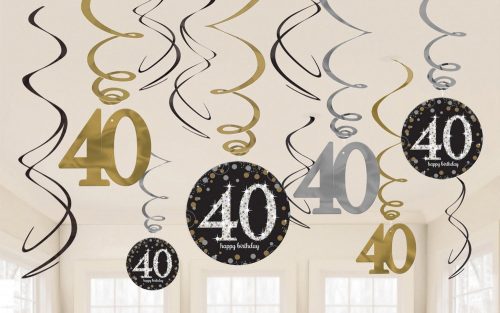 40th Birthday Strip Decoration (12 pieces)