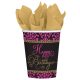 Happy Birthday Pink Happy Birthday paper cup set of 18 pcs 266 ml