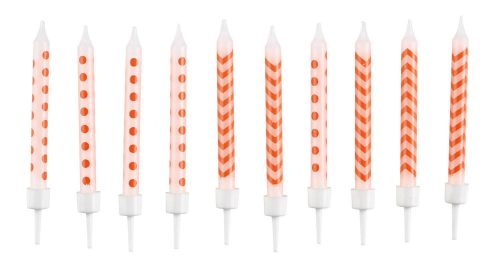 Orange spiral cake candle, candle set 10 pcs.