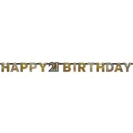   Happy Birthday Happy Birthday Gold 21 holographic banner 213 cm